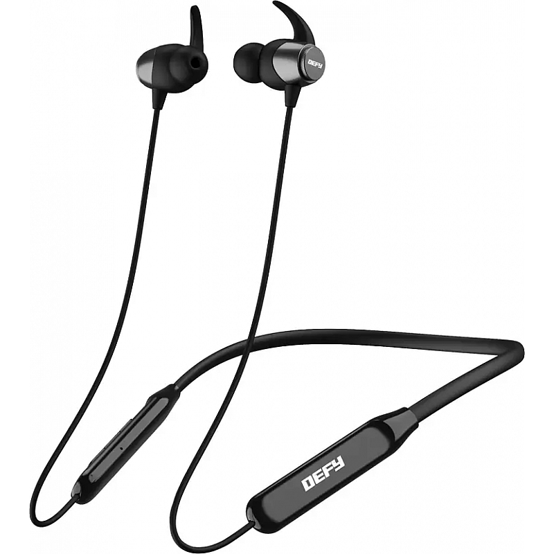 DEFY FuzionX Pro with ENC, Magnetic On/Off, Fast Charge and upto 16 Hours Playback Bluetooth Headset (Celestial Black, In the Ear)